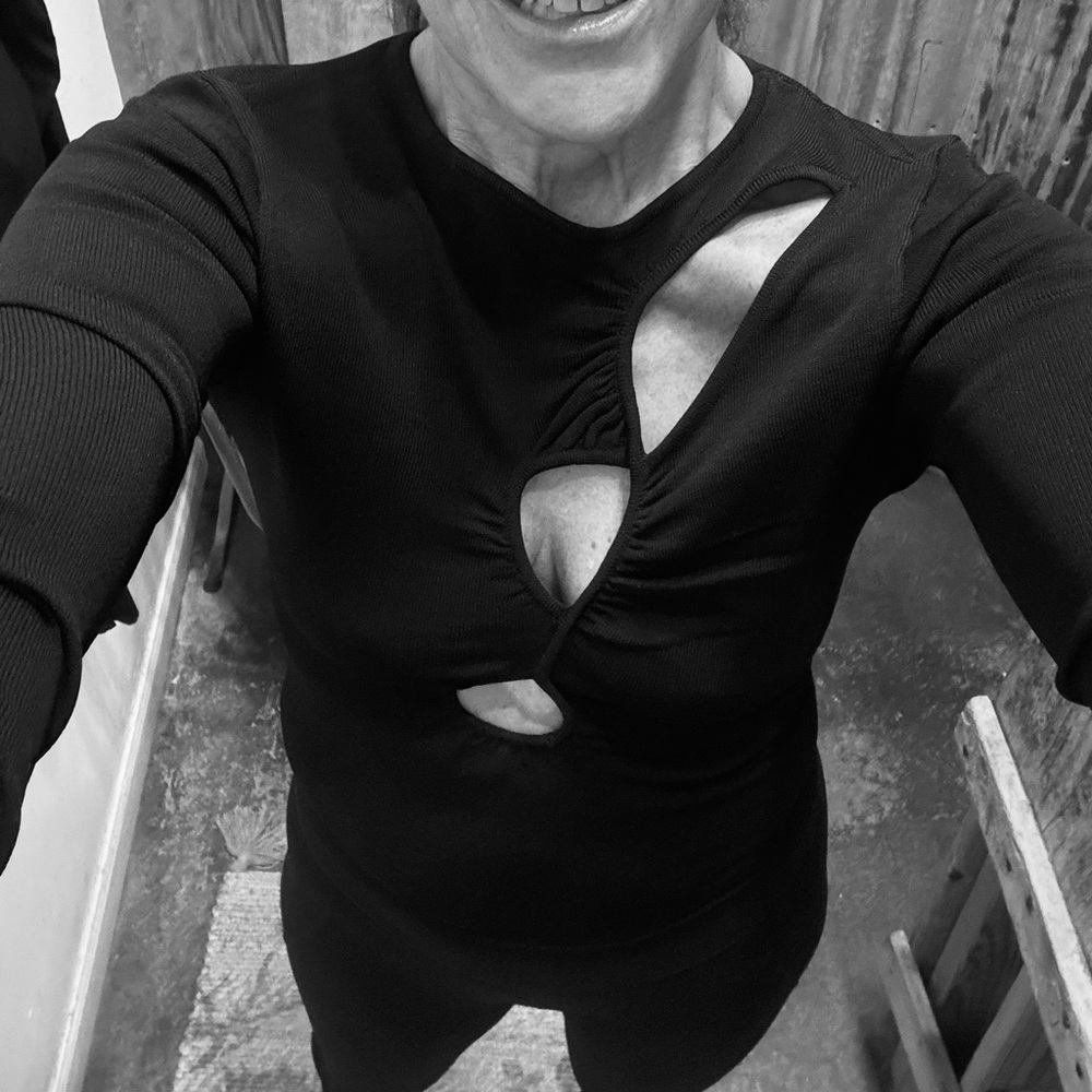 Dissh Monique Black Cutout Long Sleeve Top